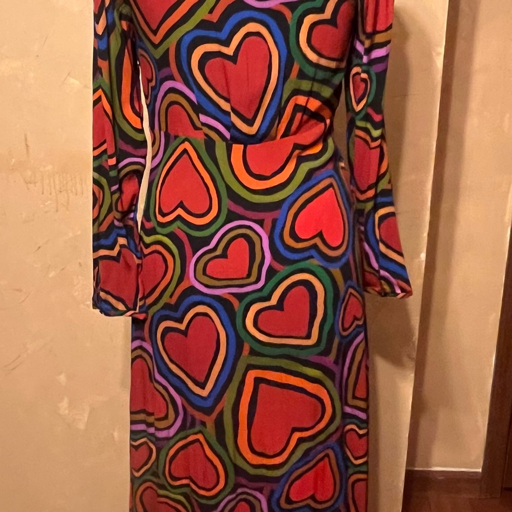 FARM Rio M Rainbow Wild Hearts Maxi Dress Holiday Wedding Valentine Love - Picture 10 of 16